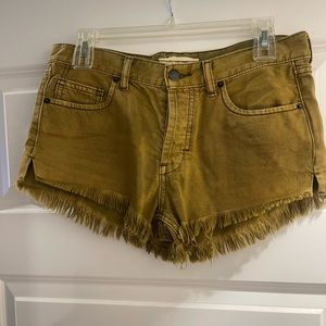 We The Free People Greenish/Brownish Cut Off Shorts Size 26